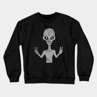 Alien Invasion Peace Hand Sign Grey Crewneck Sweatshirt